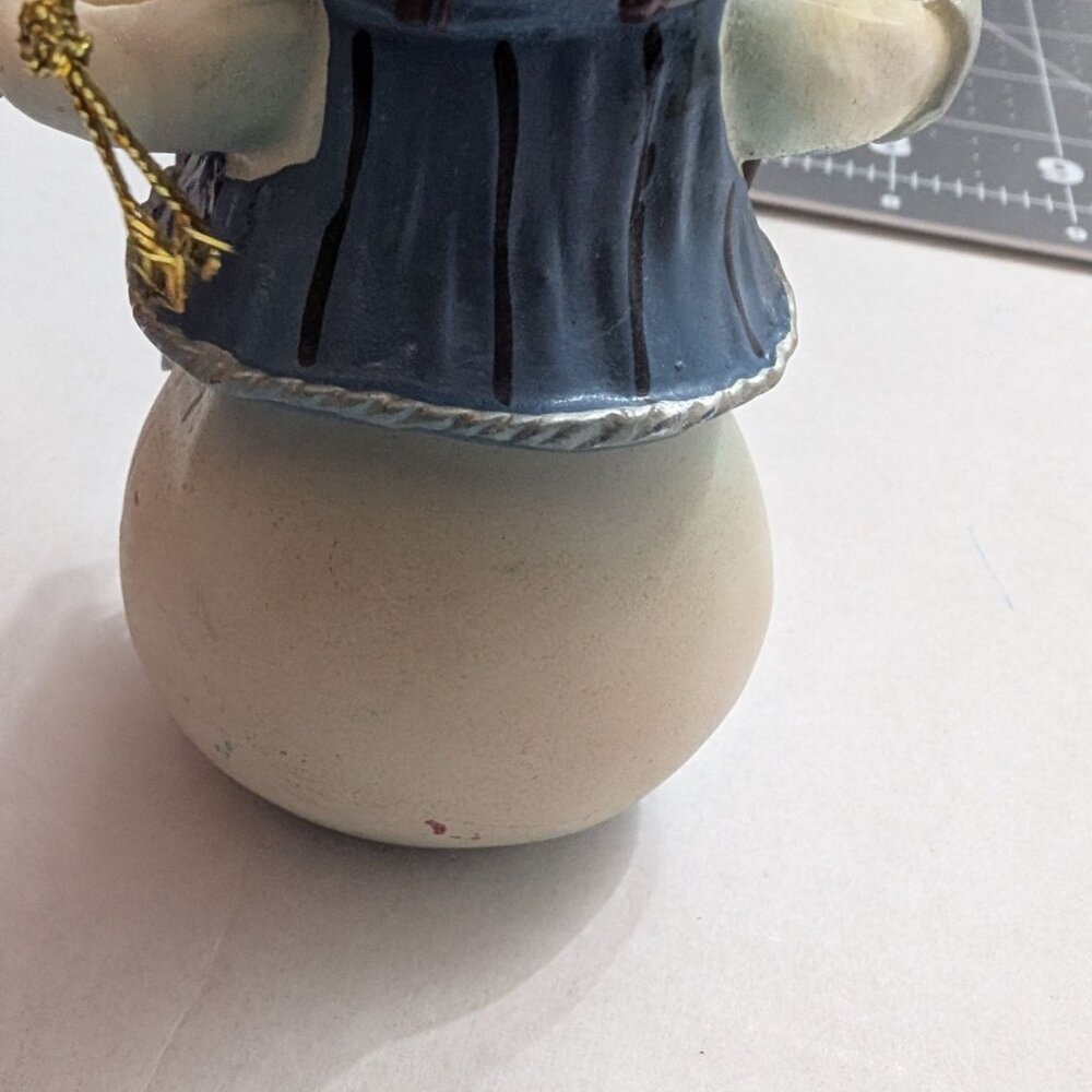 Snowman Christmas ornament Resin Wood Metal‎ Fabric 5 inch frosted tree vtg - Picture 6 of 9